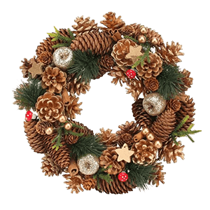 Woodland wooden gold Stars with fruit wreath - 30cm