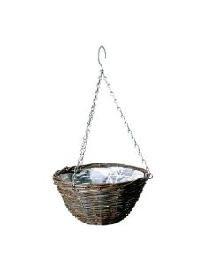 Willow & Black Rattan Round Baskets - 25cm / 10