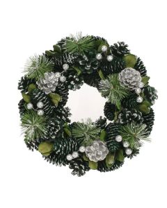 Green and Silver Glitter Wreath - 30cm