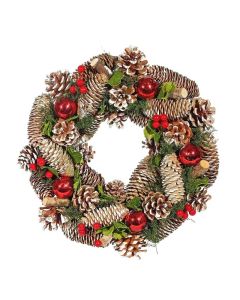 Red Bauble and Berry Wreath - 36cm