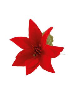 Velvet Poinsettia Picks - Red
