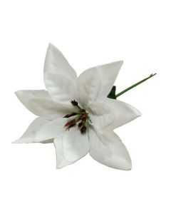 Velvet Poinsettia Picks - White