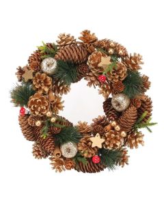 Woodland Wooden Gold Stars with Fruit Wreath - 30cm