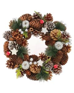 Woodland Wooden Silver Stars with Fruit Wreath - 30cm