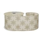 Cream with Champagne Glitter Snowflakes Ribbon - 63mm x 10yds
