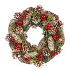 Red Bauble and Berry Wreath - 30cm